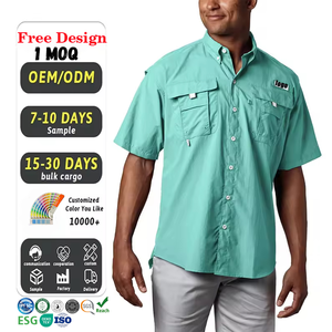 Chemise de pêche tactique respirante à manches courtes pour hommes, avec logo personnalisé, protection solaire extérieure, vente en gros - Product Image 1