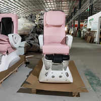 Équipement de salon de manucure, fauteuil de pédicure électrique de luxe avec base inclinable blanche, fauteuil de manucure avec massage