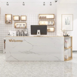 <span class=keywords><strong>Mostrador</strong></span> de Recepción Económico para Salón de Belleza con Caja Registradora, Mesa de Recepción Blanca para Oficina - Product Image 4