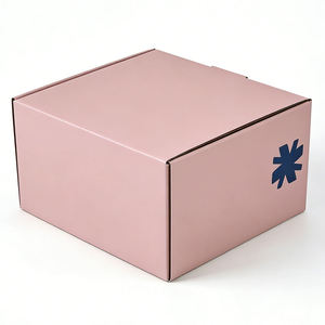<b>Pink</b> Self Erecting Paperboard <b>Box</b> With Handle And UV Printed Logo For <b>Gift</b> And Craft Use - Product Image 2