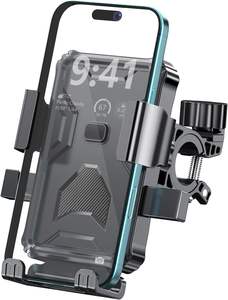 Support de téléphone pour vélo en plastique ABS noir robuste, réglable en hauteur, fixation sur guidon pour vélos, motos, scooters, sécurisé - Product Image 2