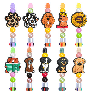 Perles focales amovibles en silicone, breloques de stylo en PVC motif dessin animé, pendentifs patte de chien, accessoires DIY - Product Image 1