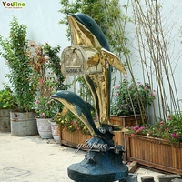 Statue de maisons côtières à thème marin Sculpture en bronze Boîte aux lettres dauphin
