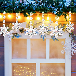 Lot de 18 pendentifs décoratifs en acrylique en forme de flocons de neige et de glaçons pour l'hiver - Product Image 3