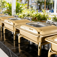 Chauffe-Plats Hydrauliques Professionnels 9L Dorés – Grands Réchauds Rectangulaires en Acier Inoxydable pour Buffets d'Hôtel et Équipements de Restauration Commerciale