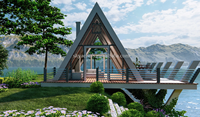 Maison préfabriquée en acier Maison triangulaire Chalet de mer Moderne un cadre Maison Jardin Bâtiments extérieur Portable Petite maison Rivière Cabine