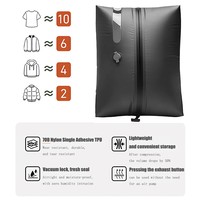 Sac de compression sous vide noir avec pompe 20L ou 30L en TPU, sac de voyage imperméable pour bagages et sacs à dos, gain de place