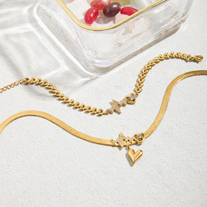 Collar de acero inoxidable con forma de corazón, con diamantes de imitación y colgante de circonita, para regalo, diseño de múltiples capas. - Product Image 3