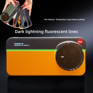 Funda Trasera de Cuero Mate de Lujo con Línea Fluorescente en Color de Contraste para Honor Magic8 Pro / Magic8 5G - Product Image 2