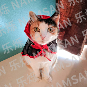 Disfraz de Vampiro para Mascotas NAMSAN, Capa Roja y Negra de Poliéster, Traje de Halloween para Perros y Gatos - Product Image 3