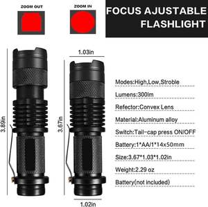 <span class=keywords><strong>Lampe</strong></span> torche tactique à lumière <span class=keywords><strong>rouge</strong></span> zoomable Mini Focus 620nm Lanterne LED étanche 3 modes <span class=keywords><strong>Lampe</strong></span> <span class=keywords><strong>de</strong></span> <span class=keywords><strong>poche</strong></span> à piles AA - Product Image 2
