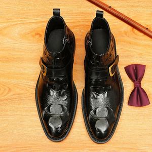 Elegant Italian Style Men's Oxford <b>Boots</b> for Business Office Formal Genuine Leather Handcrafted Thick Soled - Product Image 1