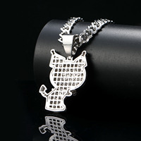 Collier Pendentif Personnage Dessin Animé Petit Diable Hip-hop en Gros, Micro-incrusté de Zircons Cubiques, Collier Mignon pour Hommes et Femmes, Bijoux Hip Hop