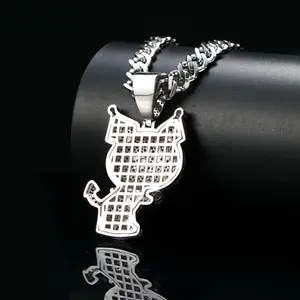 Collier style Hip-Hop pour hommes et femmes, pendentif Design de bijoux, en Zircon, Kuromi, or, vente en gros,