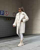 Vestes longues pour femmes en fausse fourrure beige, chaudes, à col en V, manches longues, en laine, vêtements de bureau, manteaux oversize pour femmes 2023