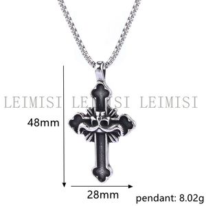 Colar de aço inoxidável para homens, pingente de cruz de caveira punk gótico à prova d'água, colar fashion legal e não mancha - Product Image 2