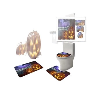 Cortina de Ducha de Poliéster con Diseño de Calabaza de Halloween, Cortina de Baño con Impresión Digital, Impermeable, Personalizada, Juego de Cortinas de Ducha al por Mayor 2 - Product Image 5