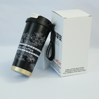 Cangkir kopi bunga mewah dinding ganda cangkir vakum baja tahan karat terisolasi 17oz Mug kopi dinding bagian dalam keramik