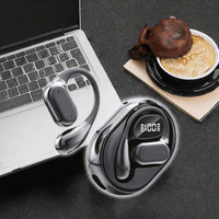 AliSelect Q26 OWS Earbuds Olahraga Konduksi Udara Model Gantung Telinga, Panggilan HD Binaural, Earphone Nirkabel Sejati, Layar Digital untuk Gaming