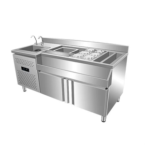 Comptoir à cocktails en acier inoxydable 1.5m personnalisé Station de bar Réfrigérateur à température unique pour équipement de barman commercial - Product Image 1