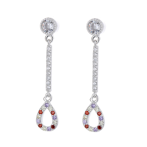 925スターリングシルバーウォータードロップイヤーハンギング女性ライトラグジュアリーハイセンスジュエリー - Product Image 1