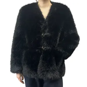 Cappotto di pelliccia sintetica all'ingrosso delle donne di inverno soffice soffice pelliccia di volpe finta