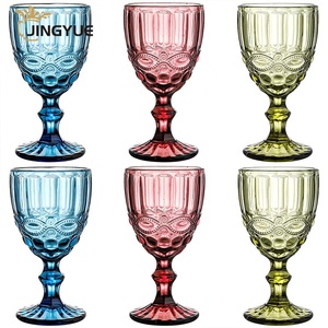 Moderno in tinta unita bicchieri da vino <span class=keywords><strong>Set</strong></span> 8oz lavabili in lavastoviglie multicolore goffrato in cristallo Vintage calici di vetro per festa di nozze - Product Image 2