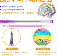 Stylos gel en plastique colorés pour le dessin, surligneurs métalliques, stylos à eau, ensemble de stylos à paillettes DIY transfrontalier avec emballage en boîte