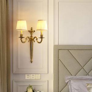 Rétro cuivre bougie applique décoration hôtel Club palais Villa chambre laiton éclairage mural <span class=keywords><strong>chevet</strong></span> fond lumière - Product Image 5