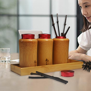 Bamboo Tea Caddy Set With Snap Cap Airtight Storage For Tea Packaging China Origin - Product Image 1