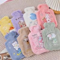 Adorable Bouillotte à Remplir d'Eau à Motif de Dessin Animé |   Housse en flanelle amovible à motif personnalisé |   Portable pour réchauffer le corps et les mains
