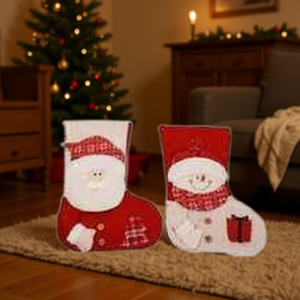 Homeera Christmas Stocking Polyester Sponge Embroidered Soft 2 Styles 5 Packs Each For Holiday Decoration - Product Image 2