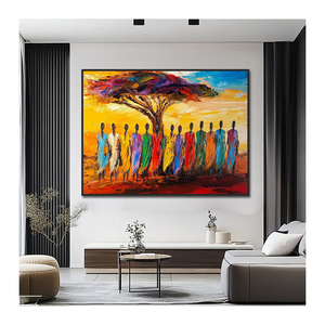 Paleta cuchillo lienzo hecho a mano abstracto 3D paisaje texturizado arte africano pinturas decoración de pared - Product Image 1