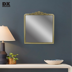 DX Designs <span class=keywords><strong>Grand</strong></span> <span class=keywords><strong>miroir</strong></span> mural carré en bois à cadre <span class=keywords><strong>doré</strong></span> <span class=keywords><strong>Miroir</strong></span> décoratif suspendu en bois - Product Image 5