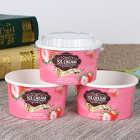 Vaso de Papel Redondo Biodegradable para Helado, Yogur y Sundae, para Comida Rápida, 10oz, con Logotipo Estándar en Relieve