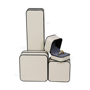 Modern Rounded Edge PU Leather Jewelry Box Stylish Black Border Design For <b>Rings</b> Necklaces Premium Packaging Custom Color - Product Image 4