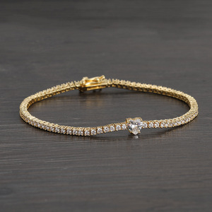 2mm Heart Tennis <b>Bracelet</b> Women's Tennis Chain Couple <b>Stacked</b> Wind Heart Men's <b>Bracelet</b> Tanjing Fashion Lijing Necklace - Product Image 1