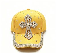 Casquette de baseball en jean best-seller avec croix en strass, plusieurs couleurs disponibles, vente en gros