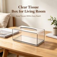 Boîte à mouchoirs rectangulaire en acrylique transparent, porte-serviettes de table transparent, distributeur de mouchoirs en plastique pour la maison, l'hôtel, le bureau