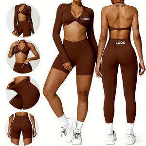 Abbigliamento Sportivo da Donna Personalizzato OEM, Top Corto Aderente <span class=keywords><strong>con</strong></span> Logo, <span class=keywords><strong>Pantaloni</strong></span> Casual per Fitness e Yoga - Product Image 5