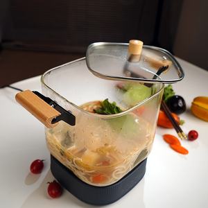 Marmite électrique en verre de 6,5 L, grande capacité, deux poignées, couvercle, support en plastique, bobine en cuivre, résistante à la chaleur, pour la cuisson de soupes, la mijotée, utilisation commerciale au four - Product Image 2