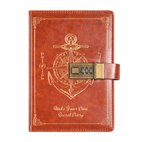 Carnet Rétro B6 avec Code de Verrouillage, Couverture en Similicuir, Reliure Sans Fil, Épais et de Haute Qualité, Cadeau Quotidien pour Couple
