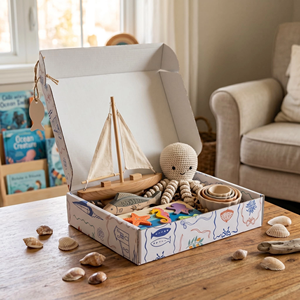 Caja de cartón de lujo personalizada para juguetes infantiles con diseño de cinta impresa para conjuntos de regalo al por mayor - Product Image 2