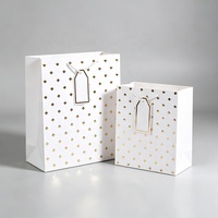Bolsa de Papel para Regalo de Perfume y Joyería Premium al por Mayor, Bolsa de Papel de Compras de Lujo con Estampado en Dorado y Negro con Etiqueta Colgante