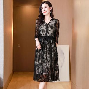 ชุดเดรสผ้าไหม100% ปักลายดอกไม้ระบายอากาศยาวถึงพื้นสไตล์แฟชั่นฤดูร้อน2025 - Product Image 4