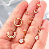 Toposh Fels Schmetterling Blume klar CZ Labret Knorpel Tragus Daith Bauchnabel Bauchnabel 14K Massivgold Nase Ring Nagel Piercing-Schmuck