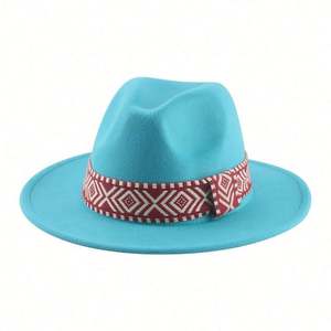 Chapeau Fedora tissé ethnique pour hommes, idéal pour les fêtes, les occasions professionnelles décontractées et les activités de plein air en automne et en hiver - Product Image 4