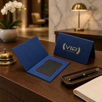 Boîte rigide en papier avec fente pour cartes VIP personnalisées bleu marine, impression dorée à chaud, emballage cadeau pour membres d'entreprise, vente en gros