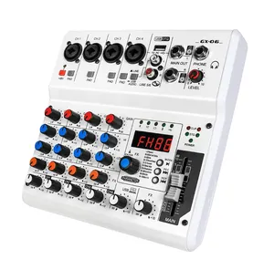 Console de mixage sonore portable Table de mixage audio 6 canaux avec 99 effets sonores pour PC, diffusion en direct, podcasting, spectacle DJ