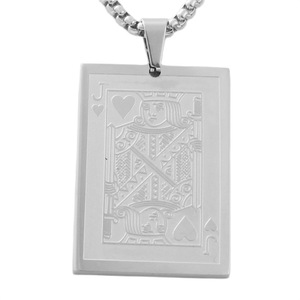 Stainless Steel <b>Playing</b> <b>Card</b> Pendant Queen Of Hearts Men's Necklace Retro Punk Style 120140 - Product Image 2
